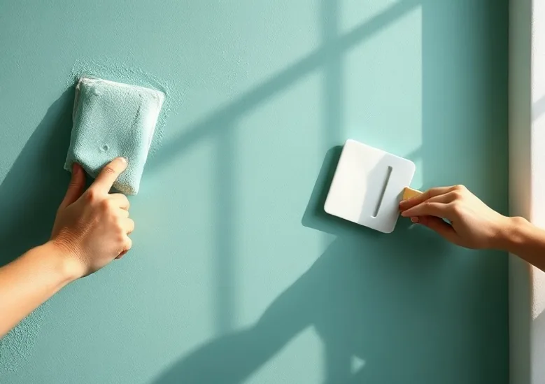 Ponçage et rebouchage des fissures avant mise en peinture